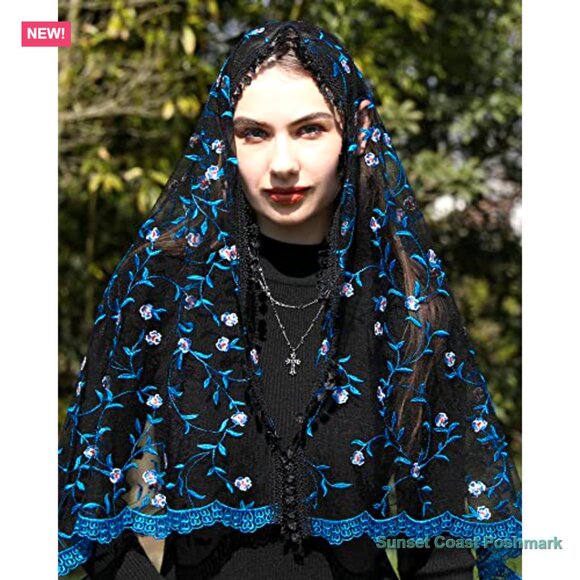 Long Vintage Lace Mantilla Veil for Church and Special Occasions